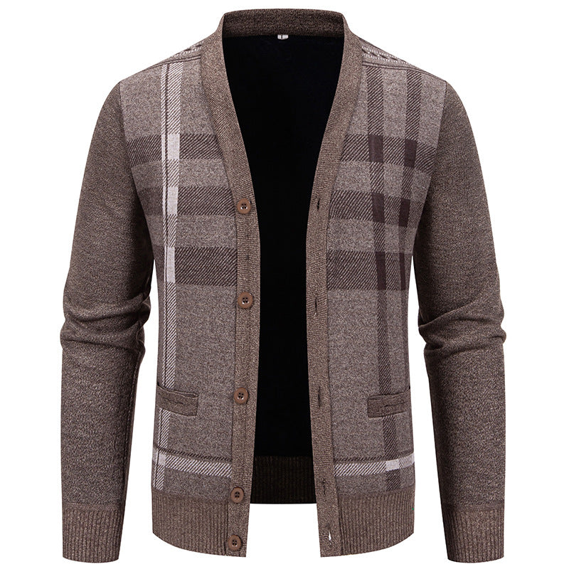 Herren Strickjacke mit modischem Karomuster und praktischen Knöpfen Aliams