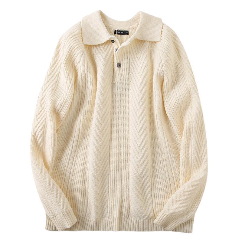 Herren Strickpullover mit klassischem Rautenmuster und Knopfleiste Aliams