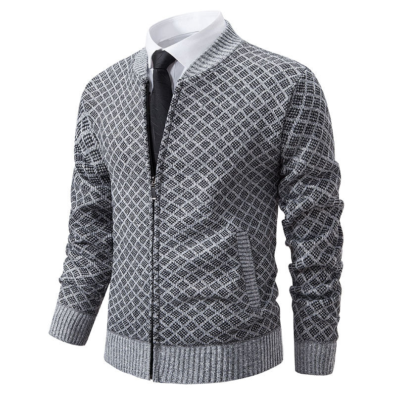 Herren Strickjacke mit modernem Zippverschluss und strukturiertem Design Aliams