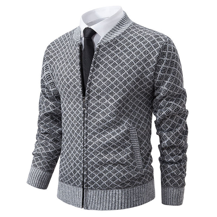 Herren Strickjacke mit modernem Zippverschluss und strukturiertem Design Aliams