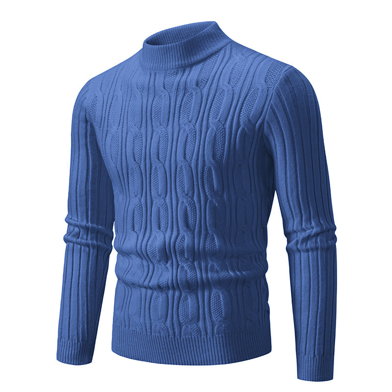 Herren Strickpullover mit magnetischem Zopfmuster und hohem Kragen Aliams