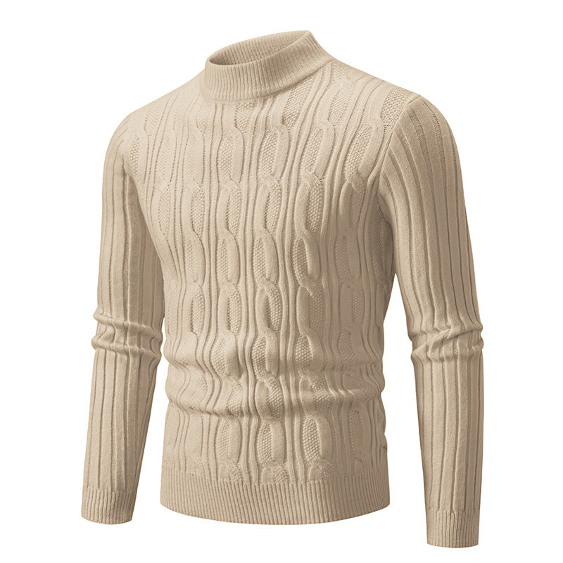 Herren Strickpullover mit magnetischem Zopfmuster und hohem Kragen Aliams