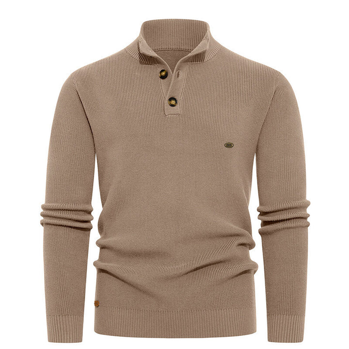 Herren Strickpullover mit Knopfdetails und modernem Stehkragen Aliams