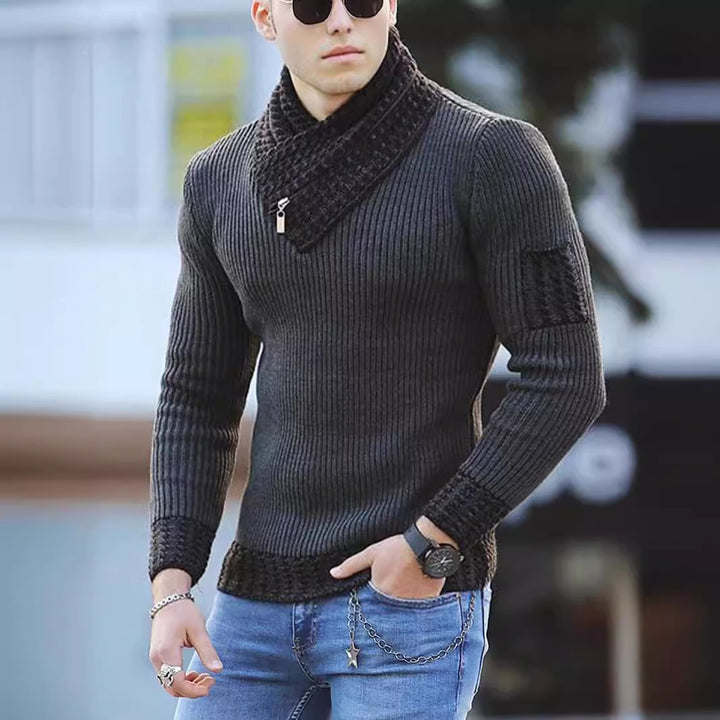 Herren strukturierter Pullover mit modernem Stehkragen Aliams