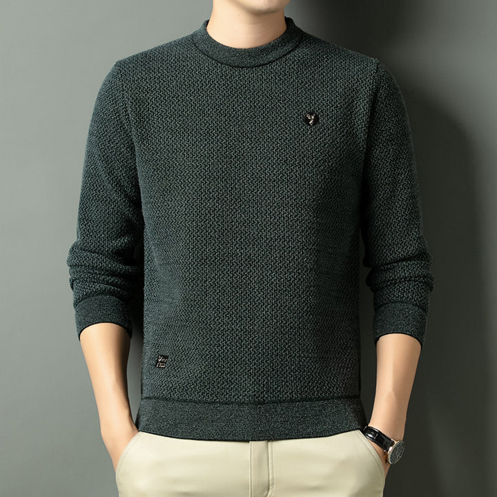 Herren Strukturierter Pullover mit Rundhalsausschnitt und hochwertiger Stricktextur Aliams