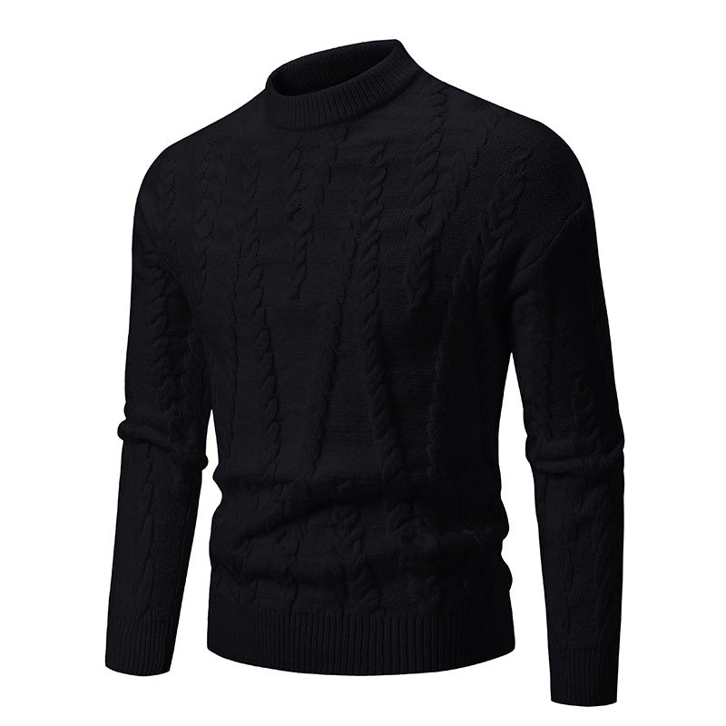 Herren Strickpullover mit klassischem Zopfdesign und hohem Kragen Aliams