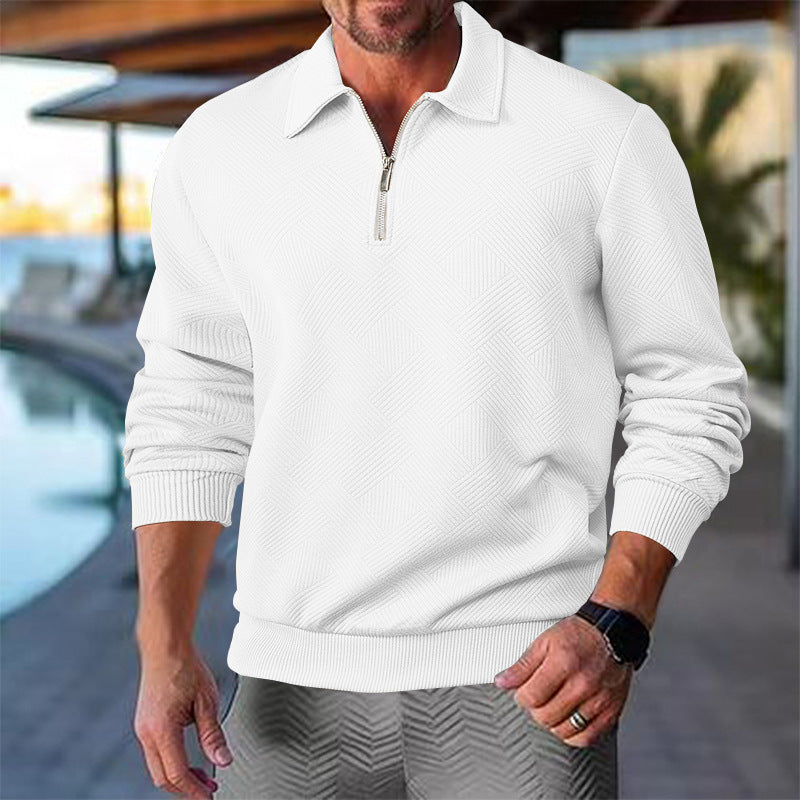 Herren Strickpullover mit kurzer Reißverschlussfront und strukturiertem Design Aliams
