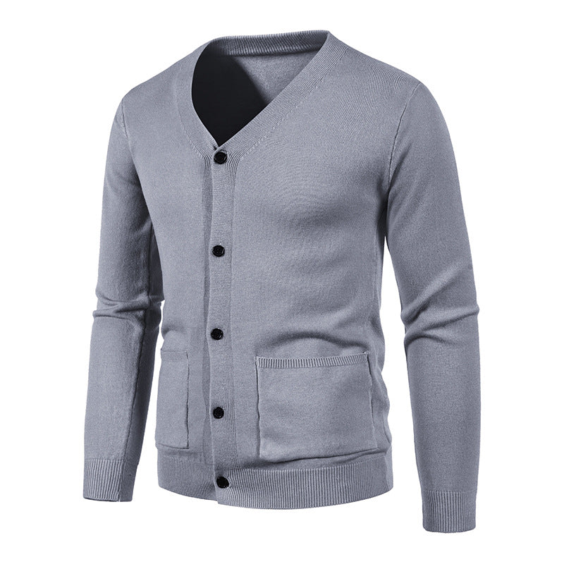 Herren Strickjacke mit V-Ausschnitt und praktischen Taschen Aliams