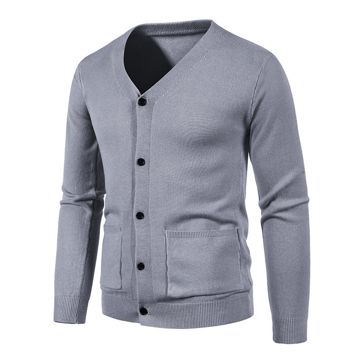 Herren Strickjacke mit V-Ausschnitt und praktischen Taschen Aliams