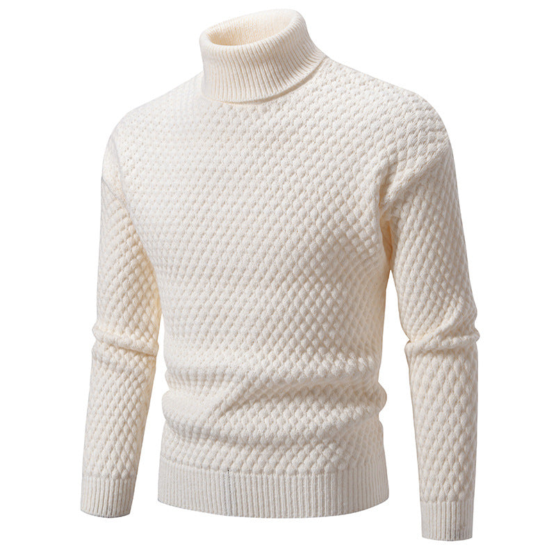Herren Strickpullover mit hohem Kragen und strukturierter Oberfläche Aliams