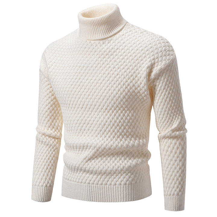 Herren Strickpullover mit hohem Kragen und strukturierter Oberfläche Aliams