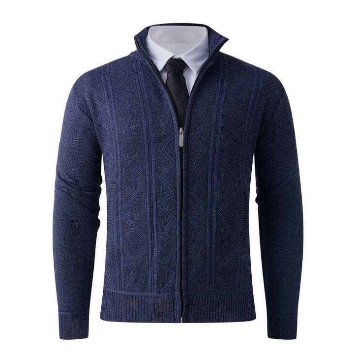 Herren Strickjacke mit modernem Zipper und strukturiertem Design Aliams