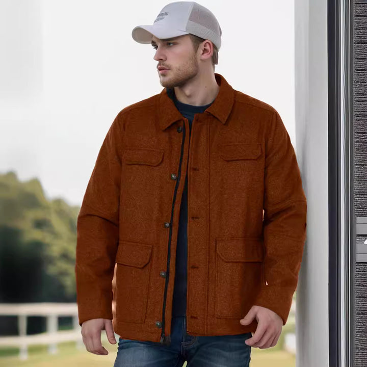 Herren Wolljacke mit funktionalen Taschen und modernem Schnitt Aliams