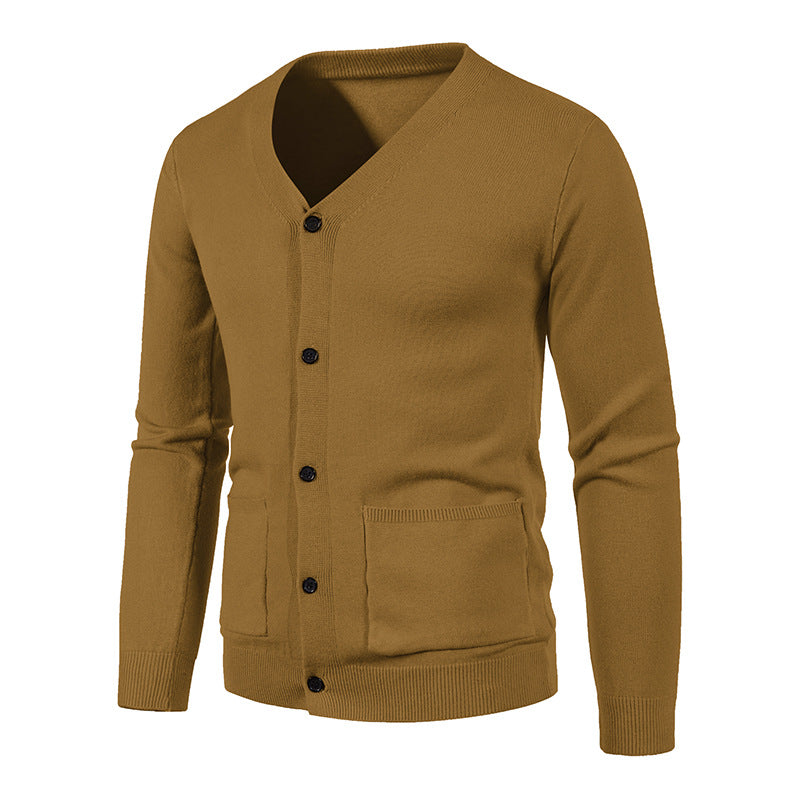 Herren Strickjacke mit V-Ausschnitt und praktischen Taschen Aliams