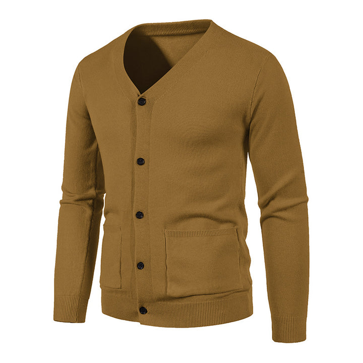 Herren Strickjacke mit V-Ausschnitt und praktischen Taschen Aliams