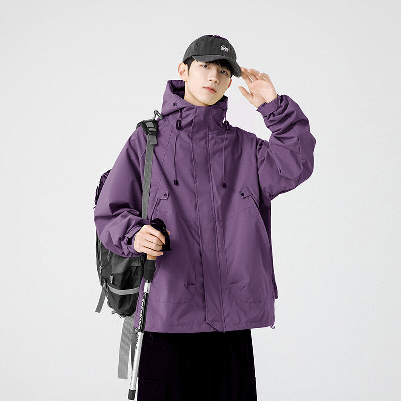 Herren Windbreaker-Jacke mit verstellbarem Kapuzenkragen und praktischen Taschen Aliams