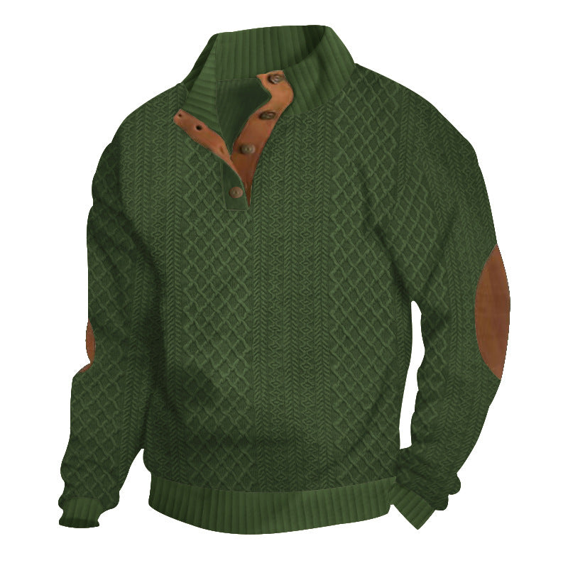 Herren Sweatshirt mit strukturiertem Strickmuster und Lederdetails Aliams