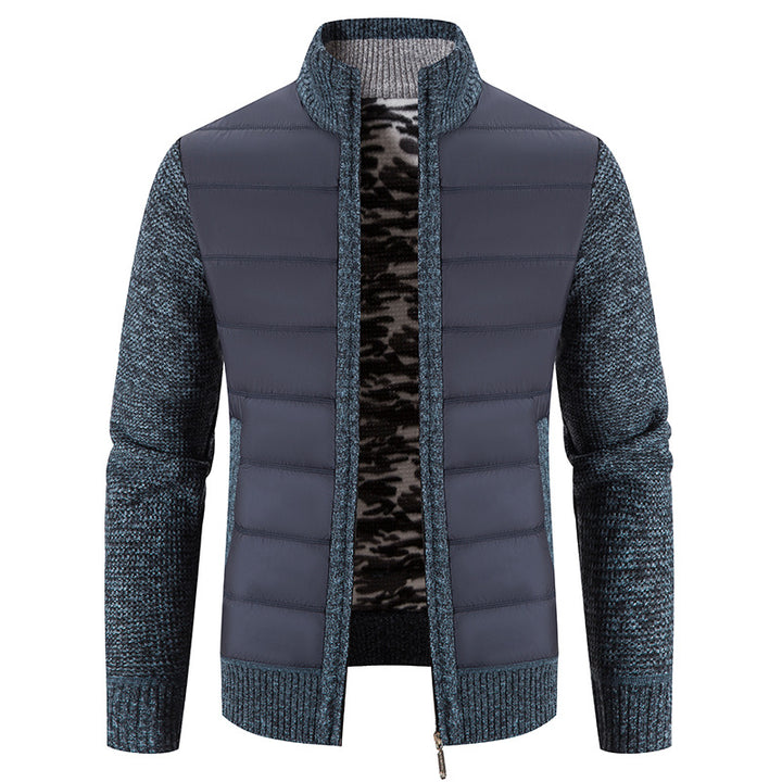 Herren Steppjacke mit hybridem Strickdesign und hohem Kragen Aliams
