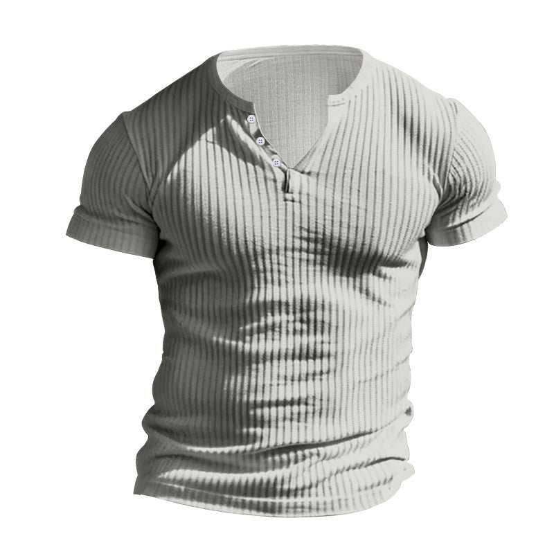 Herren strukturiertes Kurzarm-Henley-T-Shirt Aliams