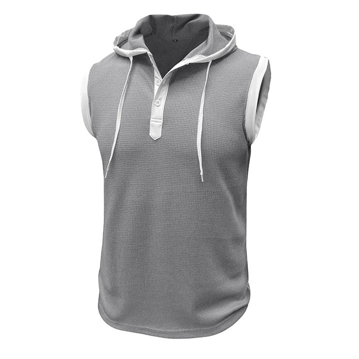 Herren Sportliches Ärmelloses T-Shirt mit Kapuze Aliams