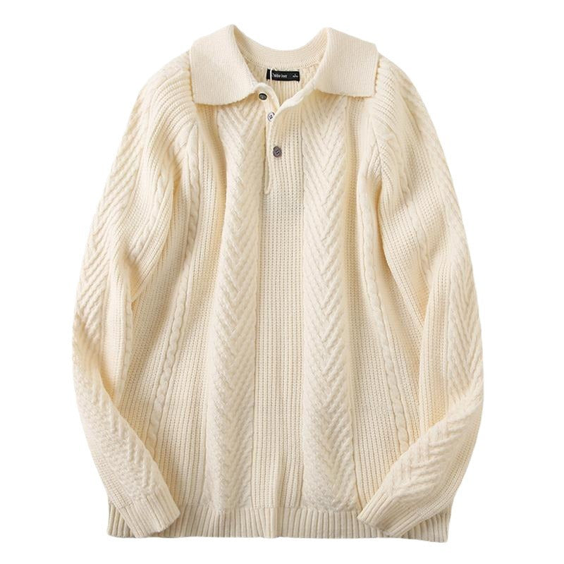 Herren Strickpullover mit klassischem Rautenmuster und Knopfleiste Aliams