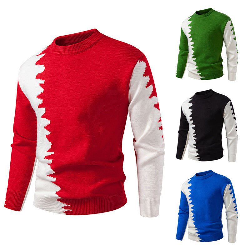 Herren Strickpullover mit kreativem Farbverlauf und klassischem Rundhalsausschnitt Aliams