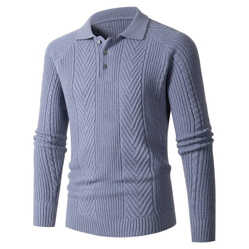 Herren Strickpullover mit klassischem Rautenmuster und Knopfleiste Aliams