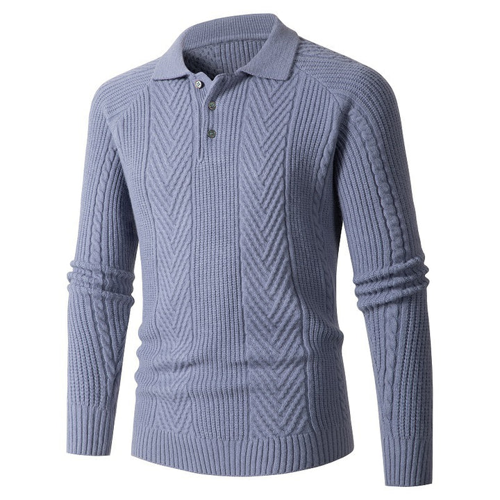 Herren Strickpullover mit klassischem Rautenmuster und Knopfleiste Aliams