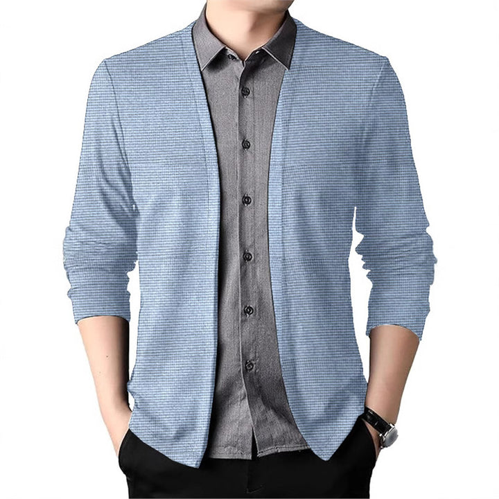 Herren strukturierter Cardigan mit offenen Kanten Aliams