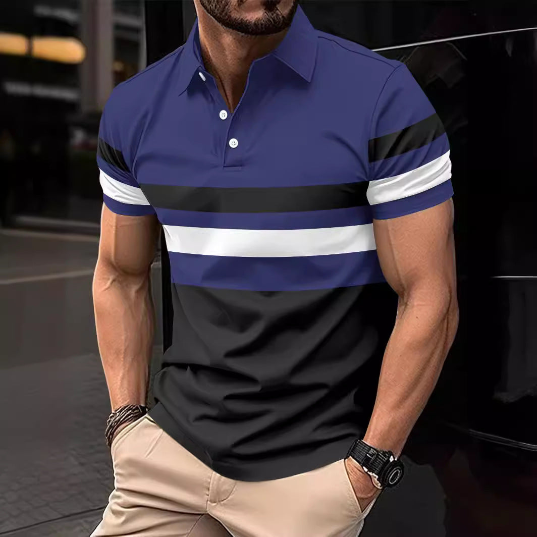 Herren Trendy Gestreiftes Aktiv Polo-Shirt Aliams