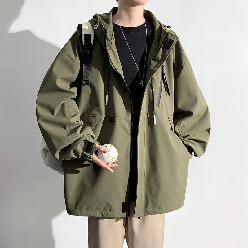 Herren wetterfeste Übergangsjacke mit verstellbarem Kapuzenkragen und praktischen Taschen Aliams