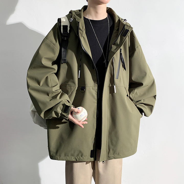 Herren wetterfeste Übergangsjacke mit verstellbarem Kapuzenkragen und praktischen Taschen Aliams