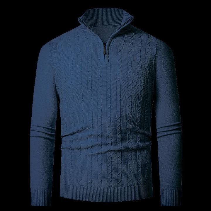 Herren Strickpullover mit modernem Kragen und Reißverschluss Aliams