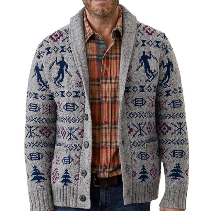 Herren Strickjacke mit traditionellem Muster und warmem Innenfutter Aliams