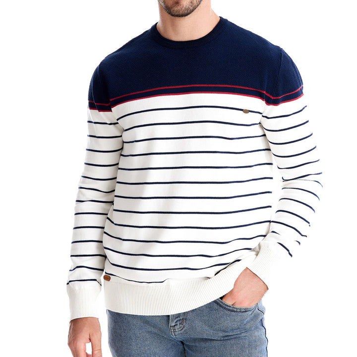 Herren Strickpullover mit maritimen Streifen Aliams