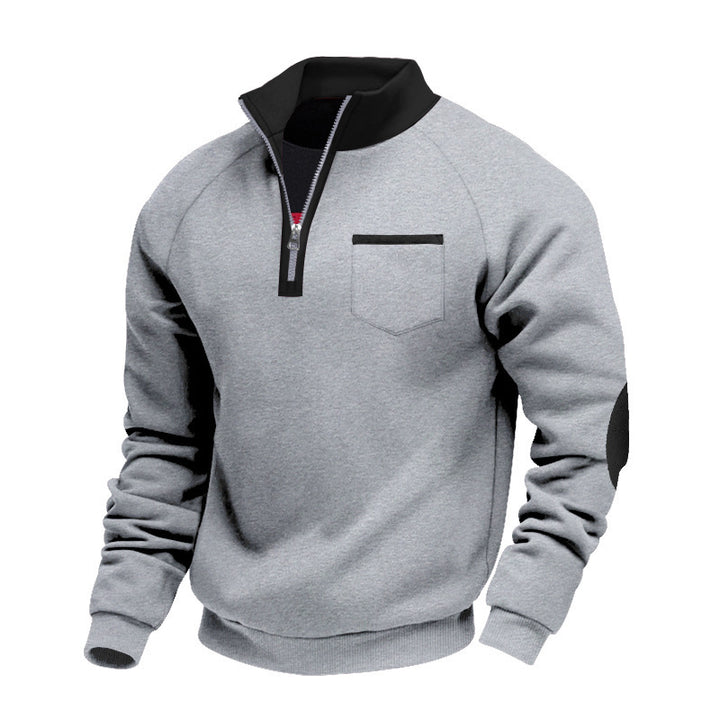 Herren sportlicher Pullover mit halbem Reißverschluss und modernen Kontrastdetails Aliams