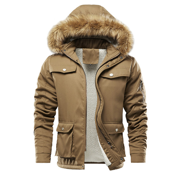 Herren isolierte Winterjacke mit abnehmbarer Kapuze und Futter Aliams