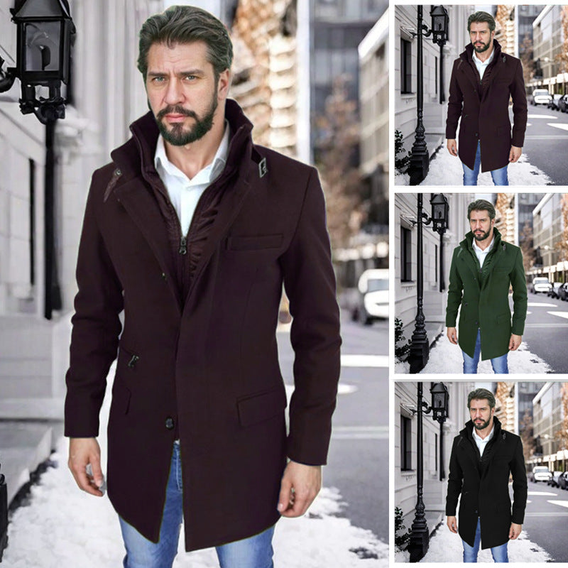 Herren stylischer und funktioneller Übergangs-Mantel mit abnehmbarer Innenjacke Aliams