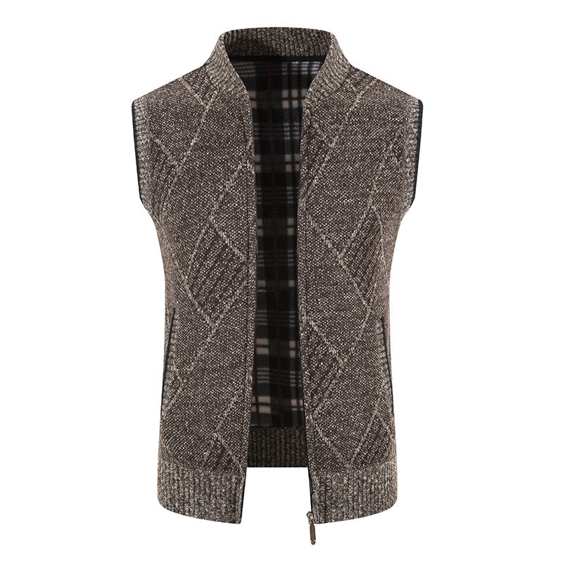 Herren Strickjacke ohne Ärmel mit modernem Zopfmuster Aliams