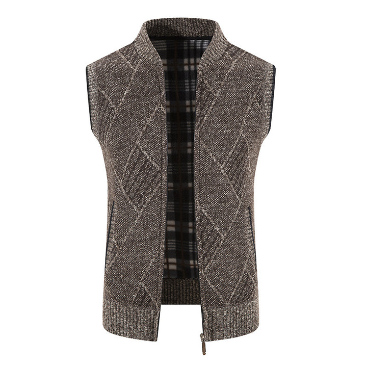 Herren Strickjacke ohne Ärmel mit modernem Zopfmuster Aliams