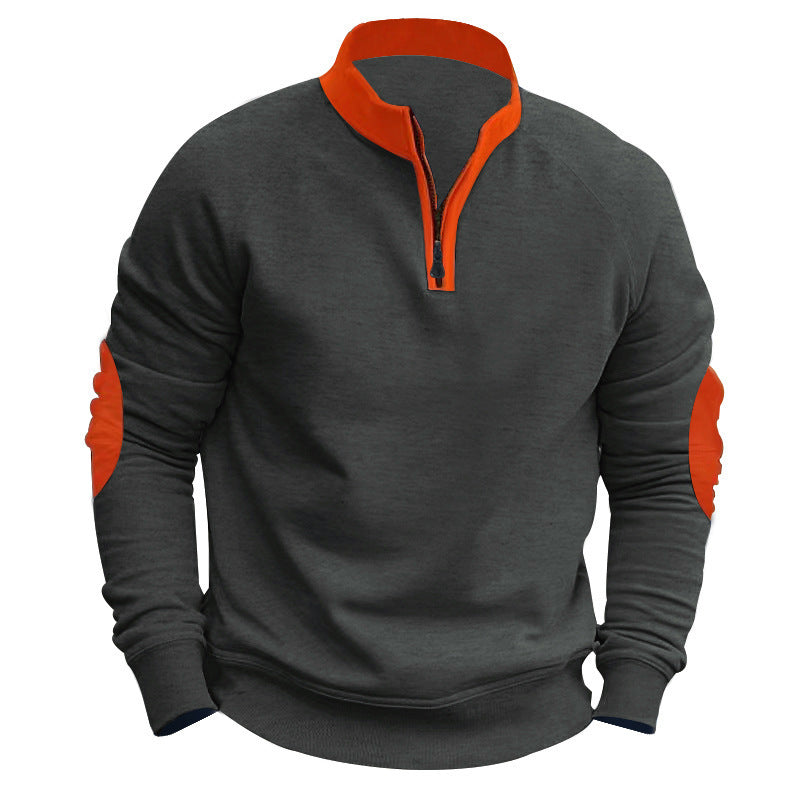 Herren sportlicher Pullover mit innovativem Reißverschluss und Kontrastarmdetails Aliams