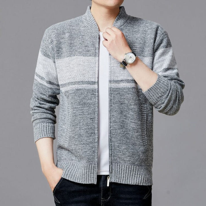 Herren Strickjacke mit modernem Zipper und strukturiertem Design Aliams