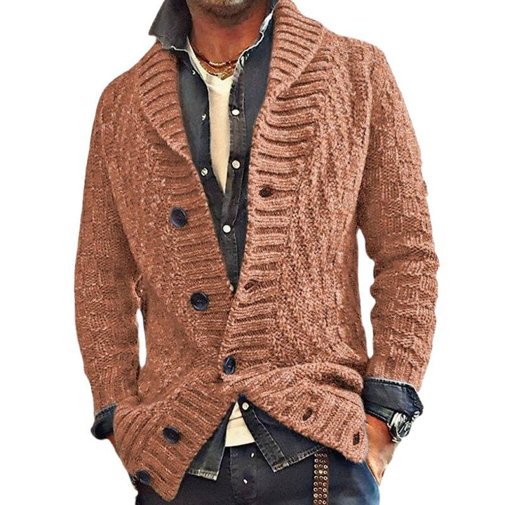 Herren Strickjacke mit modernem Zopfmuster und Knopfdetails Aliams