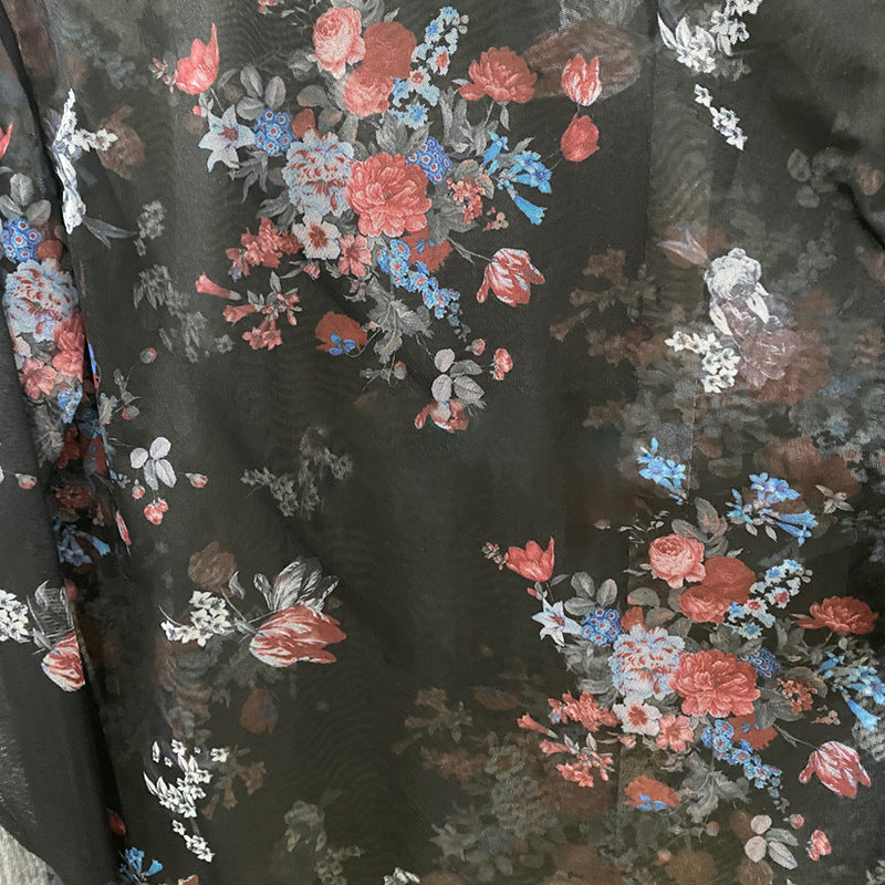 Herren transparentes Langarmshirt mit floralem Muster Aliams