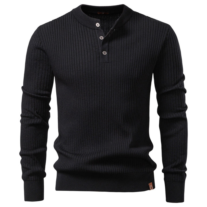 Herren Strickpullover mit feinem Rippenmuster und modischem Knopfdetail Aliams