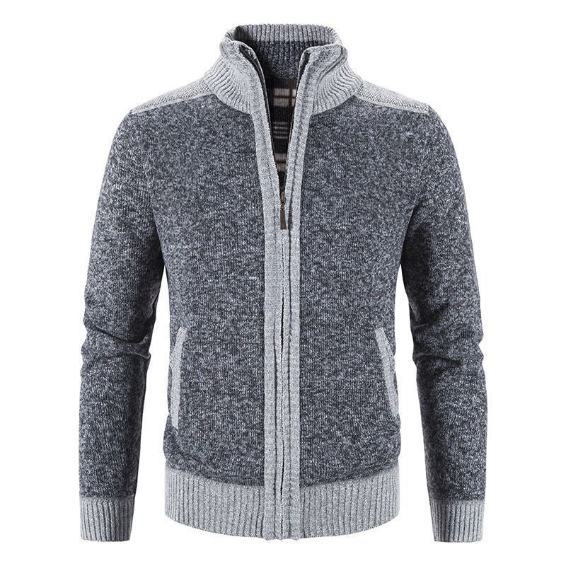 Herren Strickjacke mit modischem Zipper und hochgeschlossenem Kragen Aliams