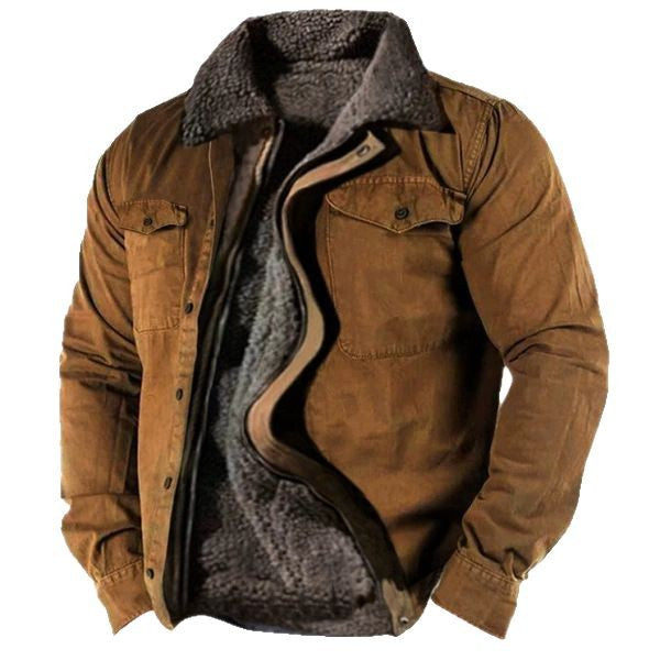 Herren Winterjacke mit warmem Kunstfellfutter und praktischem Knopfverschluss Aliams