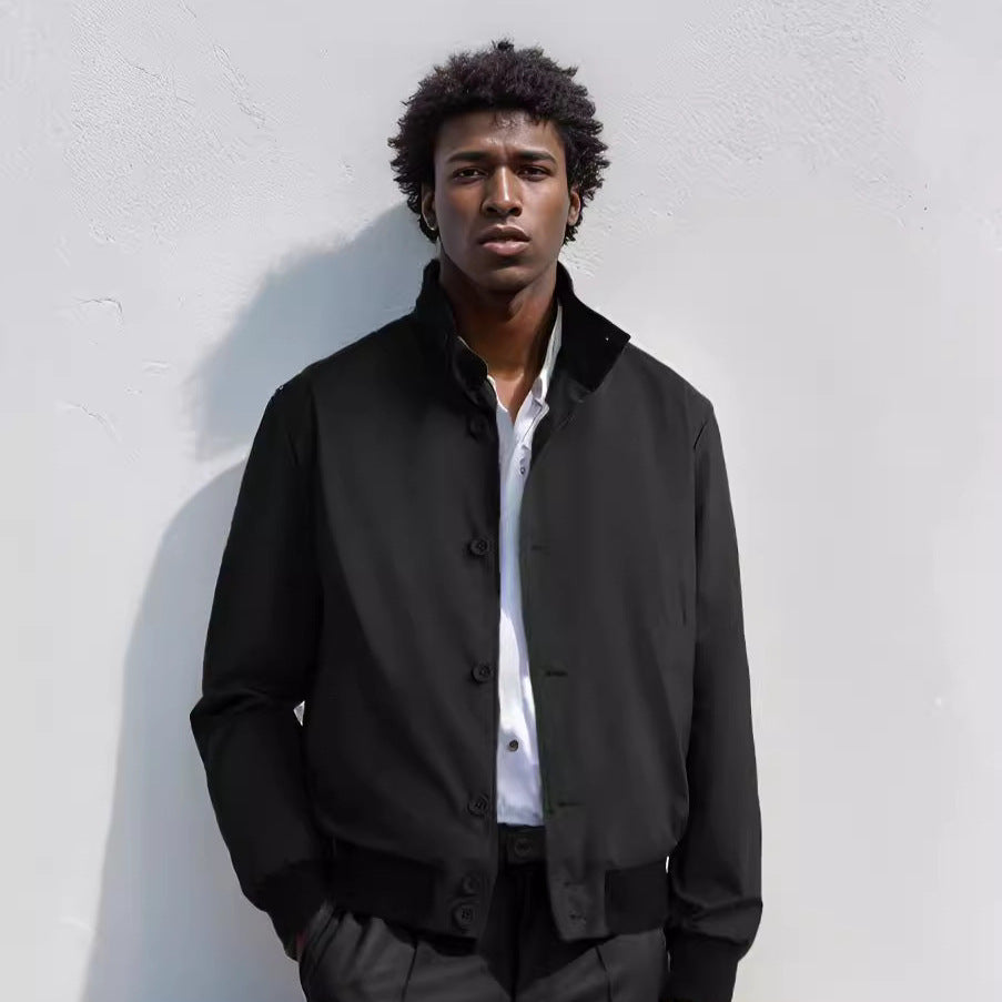 Herren stylische und praktische Bomberjacke mit elastischem Bund und Knopfleiste Aliams