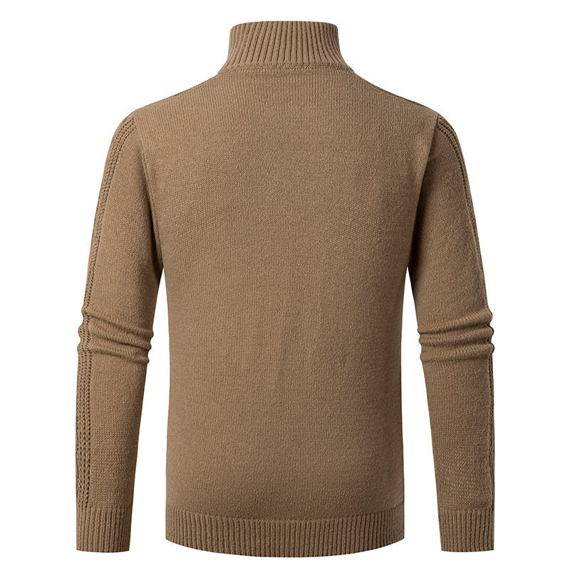 Herren Strickpullover mit hohem Kragen und Zopfstrickmuster Aliams