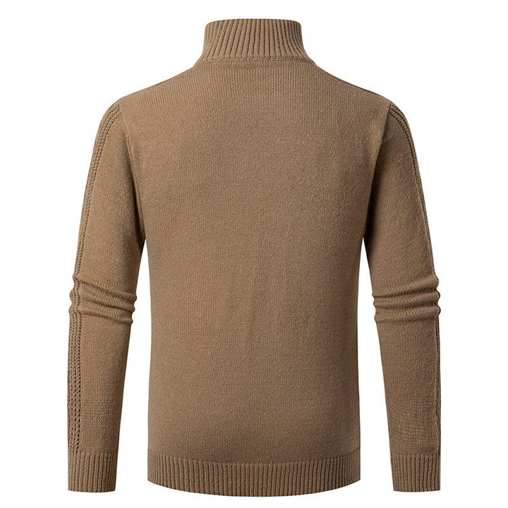 Herren Strickpullover mit hohem Kragen und Zopfstrickmuster Aliams